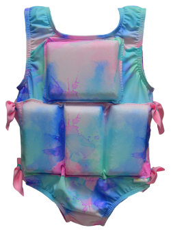 Girls Flotation Swimsuit - NEW - Pastel Paint Splatter